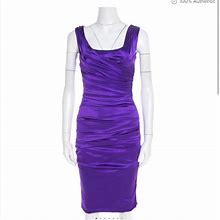 Dolce & Gabbana Dresses | Dolce And Gabbana Purple Stretch Satin Ruched Sleeveless Dress | Color: Purple | Size: 12