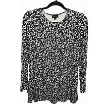 J. Jill Tops | J. Jill / Black White Floral Long Sleeve Tunic Top / S | Color: Black/White | Size: S