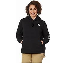 Plus Size Clarksburg Sleeve Logo Hooded Sweatshirt (Black) Womens Clothing