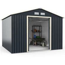Gymax 9' X 8' Metal Traditional Storage Shed In Brown/White | 79.2 H X 109.2 W X 100.8 D In | Wayfair 4D8b0c630be5475e6d8477cb68b4d68b