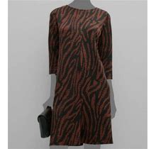 $285 Caroline Rose Womens Black Animal Jacquard Dress Size M