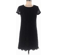 Laundry By Shelli Segal Casual Dress - Shift Crew Neck Short Sleeve: Black Dresses - Women's Size 8 Petite