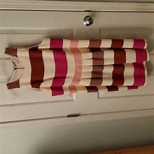 Loft Dresses | Ann Taylor Loft Striped Midi Dress Size 14 | Color: Cream/Pink | Size: 14