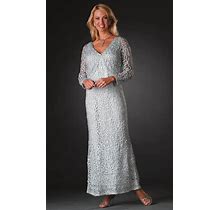 Soulmates Women's Crystal Blue C702 - Two Piece Illusion Lace Mother Of The Bride Dress Small