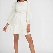 Express Dresses | Express Belted Puff Sleeve Dress Size: S Color: Swan | Color: White | Size: S