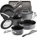 Rachael Ray Cook + Create Hard Anodized Nonstick Cookware Pots And Pans Set, 10-Piece, Black