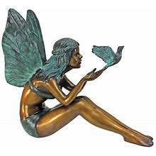 Design Toscano Bird Fairy Cast Garden Statue - Lawn Ornaments & Garden Sculptures In Green | Size 9.5 H X 11.0 W X 4.0 D In | TXG8036 | Perigold