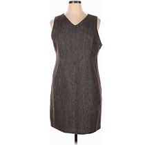 L.L.Bean Casual Dress - Mini V Neck Sleeveless: Gray Dresses - Women's Size 16