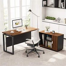Tribesigns 55 L-Shaped Computer Desk With Cabinet , Executive Desk Tablewith 39 Storage File Cabinet For Home Office