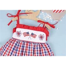 American Pattern Independence Day Smocked Girls Dress-Size Chart Attached With Pictures