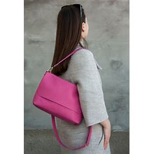 Hot Pink Leather Shoulder Purse Women Fuchsia Crossbody Bag Pink Handbag Women Gift Idea Soft Leather Purse