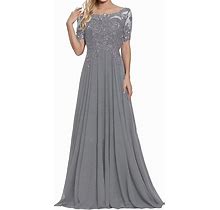Mother Of The Bride Dress 1/2 Sleeves Lace Appliques Long Chiffon Prom Dresses For Women's Formal Wedding Party Growns