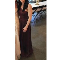Size 6 Long Double Strap Wine Colored Bridesmaid Dress