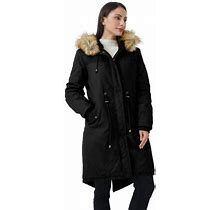 Wenven Women's Puffer Jacket Hooded Winter Coat Warm Windproof Quilted Coat Black XL