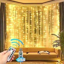 300 Led Curtain Lights Fairy Lights With 8 Modes String Hanging Lights