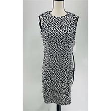 Calvin Klein Dresses | Calvin Klein Nwt B/W Leopard Print Belted Fitted Dress | Color: Black/White | Size: 8