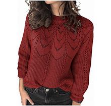90 Off Sale Clearance Women Solid Knitted Sweaters Fall Casual Winter Fashion Pullover Classic Long Sleeve Round-Neck Sweater Tops Sweaters For Women