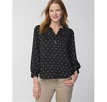Women's Active Dot Shirred Neck Blouse Top In Black Size Large | Chico's Outlet, Clearance Women's Clothing