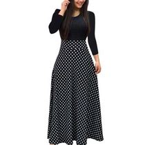 Xiuh Women's Plus Size Summer Dresses Long Sleeve Casual Dress Floral Long Dress Fashion Boho Print Dress Black L