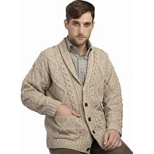 Aran Crafts Men's Irish Cable Knitted Cardigan Sweater (100% Merino Wool)
