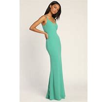 Teal Green Backless Mermaid Maxi Dress | Womens | X-Large | 100% Polyester | Lulus Weddings | Dresses | Bridal Dresses | Some Stretch