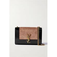 SAINT LAURENT Kate Small Glossed-Leather And Suede Shoulder Bag - Women - Beige Cross-Body Bags