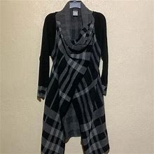 Venus Sweater Long Open Cardigan L Gray Black Stretchy Long Sleeve Acrylic Soft