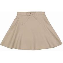 IZOD Little & Big Girls Elastic Waist Belted Scooter Skirt, 4, Beige | Back To School | School Uniforms