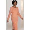 Donna Vinci 13414 Womens Church Dress Peach / 12 | Designer Church Suits