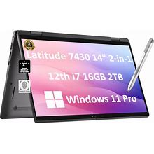 Dell Latitude 7430 2-In-1 Business Laptop (14" FHD Touchscreen, Intel 10-Core I7-1265U, 16GB RAM, 2TB SSD, Active Pen) Backlit, Fingerprint, 3-Yr