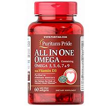 Puritan's Pride All In One Omega 3, 5, 6, 7 And 9 With Vitamin D3, 60 Count(Pack Of 1)