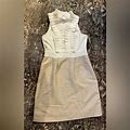 Loft Dresses | Ann Taylor Loft Khaki Skirt/White Blouse Dress 4 | Color: Tan/White | Size: 4