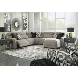 Ashley Colleyville Power Reclining Sectional, Gray/Dark Color Contemporary And Modern Sectional Sofas And Couches From Coleman Furniture
