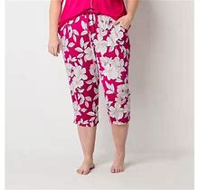 Liz Claiborne Cool And Calm Womens Plus Pajama Capri Pants | Pink | Plus 1X | Pajamas Pajama Capri Pants