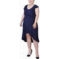 Ny Collection Plus Size Sleeveless Flounced Dress - Navy - Size 2X
