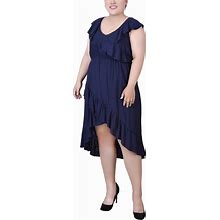 Ny Collection Plus Size Sleeveless Flounced Dress - Navy
