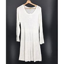 Style & Co. Dresses | New Style & Co Ribbed Scoop Neck Fit Flare Casual Sweater Dress White 1X Women's | Color: White | Size: 1X