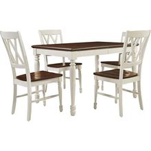 Crosley Furniture Shelby Dining Set With Table And Extension Leaf, 5-Piece (4 Chairs), Distressed White