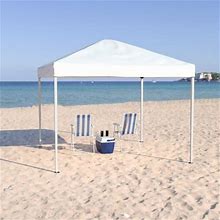 Flash Furniture 10'X10' White Outdoor Pop Up Event Slanted Leg Canopy Tent With Carry Bag