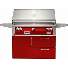 Alfresco ALXE 42" Freestanding Propane Grill On Deluxe Cart With Rotisserie In Carmine Red - ALXE-42CD-LP-S3002