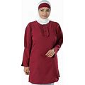 Mybatua Designer Maroon Kashibo Tunic With Stylish Sleeves, Islamic Modest Clothing, Trendy Muslim Ladies Long Round Neck Kurti, KRF-045