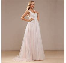 JJ's House Wedding Dress Bridal Dress White Sleeveless Long V-Neck Ball-Gown Princess 2024