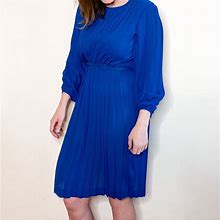 Vintage Dresses | Vintage Liz Petites Inc Pleated Career Dress | Color: Blue | Size: M