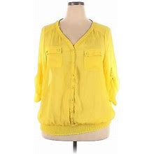Torrid Women Yellow Long Sleeve Blouse 2X Plus