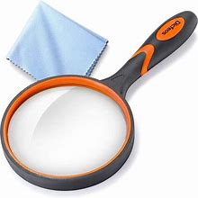 Magnifying Glass 2.5-10X Handheld Reading Magnifier 100mm Large Magnifier