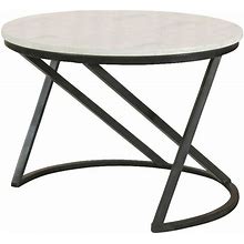Coaster Miguel 23.5" Round Contemporary Metal Accent Table In Black/White