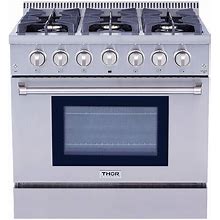 Thor Kitchen 36 in. 5.2 Cu. Ft. Oven Gas Range In Stainless Steel HRG3618U ,