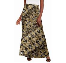 Plus Size Women's Everyday Knit Maxi Skirt By Jessica London In Natural Bias Medallion (Size 26/28) Soft & Lightweight Long Length