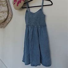 American Eagle Outfitters Dresses | American Eagle S Blue Chambray Denim Sun Dress Spaghetti Straps Pockets | Color: Blue | Size: S