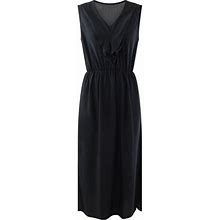 Black Sleeveless Ruffled Neckline Maxi Dress Size Small